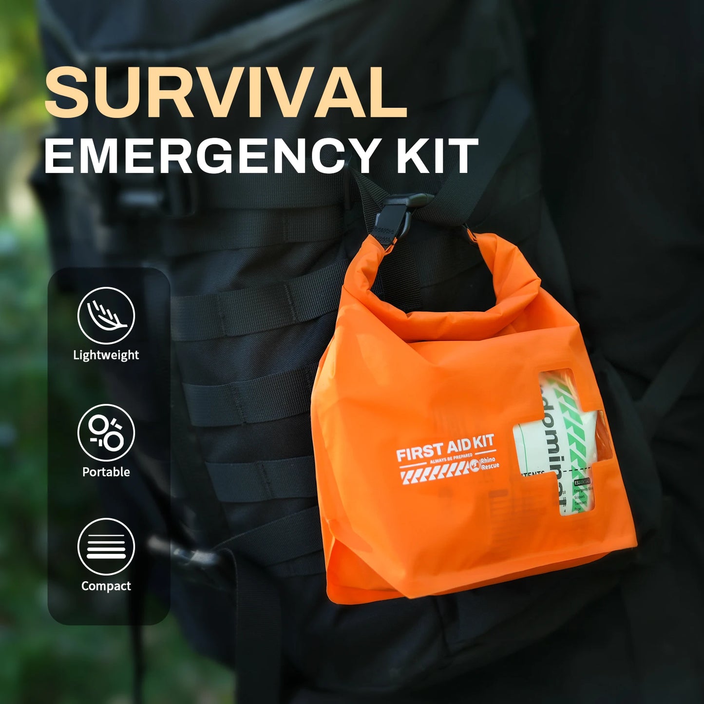 RHINO RESCUE Waterproof First Aid Kit, Lightweight Boat Dry Bag, Emergency Survival Supplies for Outdoor Kayak Floating Swimming - Get Outside Today 25