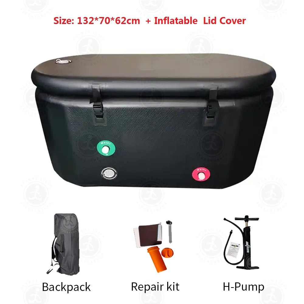 52L Inflatable Ice Bath Tub Compatible For Water Chillers 140 Gallons Portable Cold Plunge Tub for Athletes Recovery with Lid - Get Outside Today 25