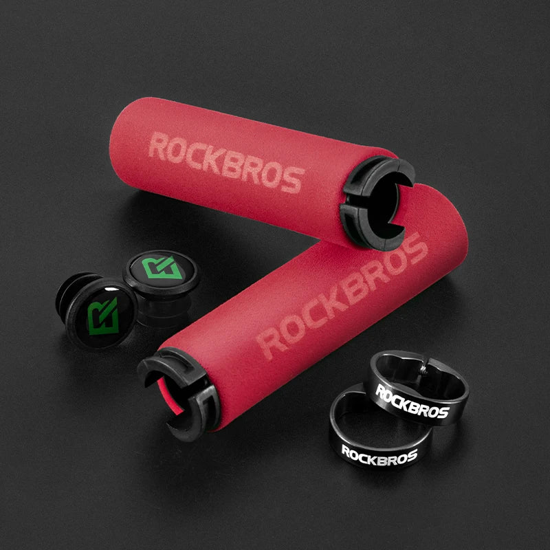ROCKBROS Cycling Bicycle Gear Grips MTB Bike Silicone Sponge Handlebar Soft Ultralight Grips Anti-skid Shock-absorbing Bike Part