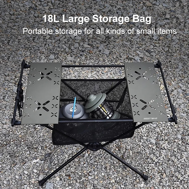 Westtune Folding Camping Table Aluminum Lightweight Portable Table with Storage Mesh Bag for Outdoor Picnic BBQ Hiking
