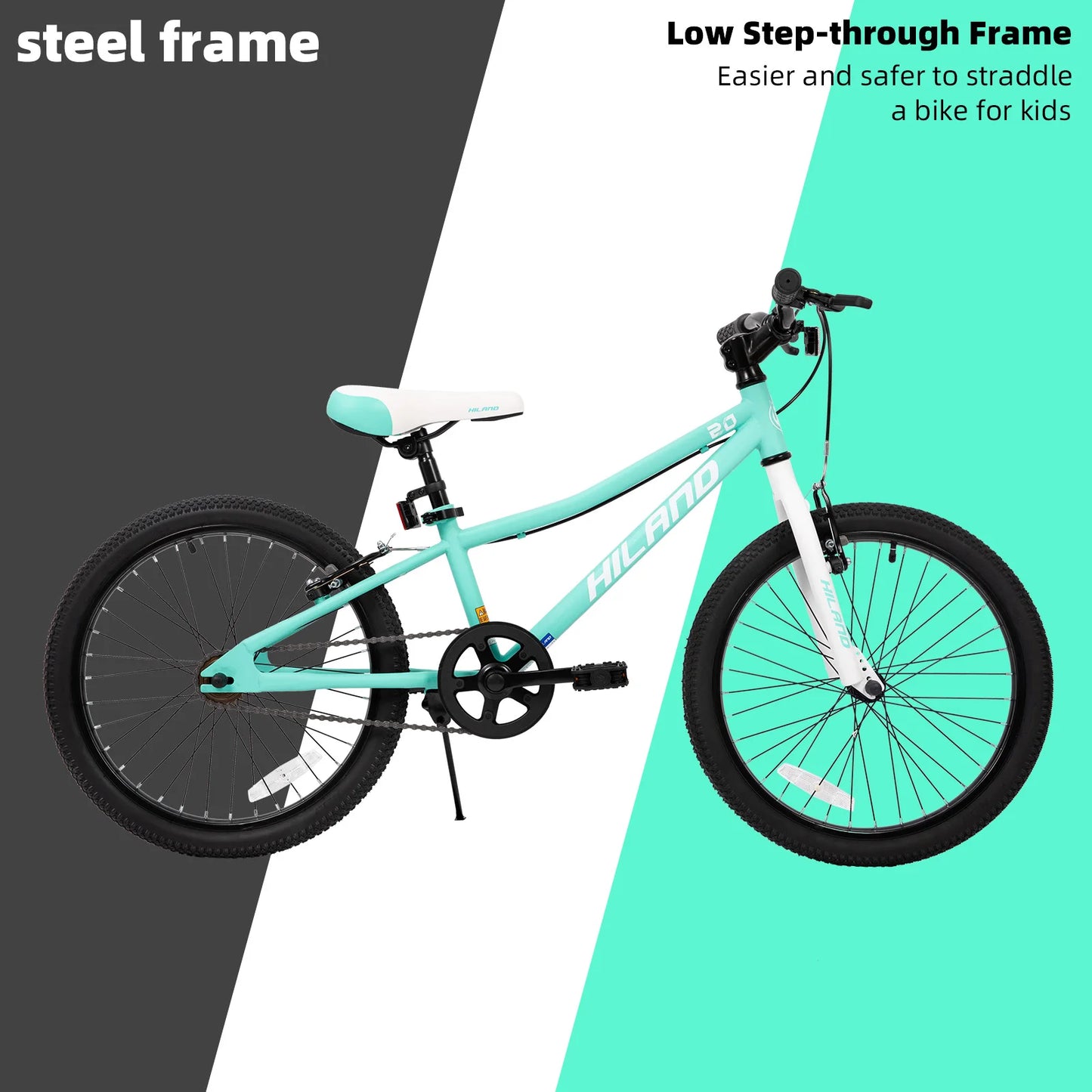 Hiland 20 Inch Kids Mountain Bike for Boys and Girls Single Speed Bicycle with Dual Handbrakes and Kickstand