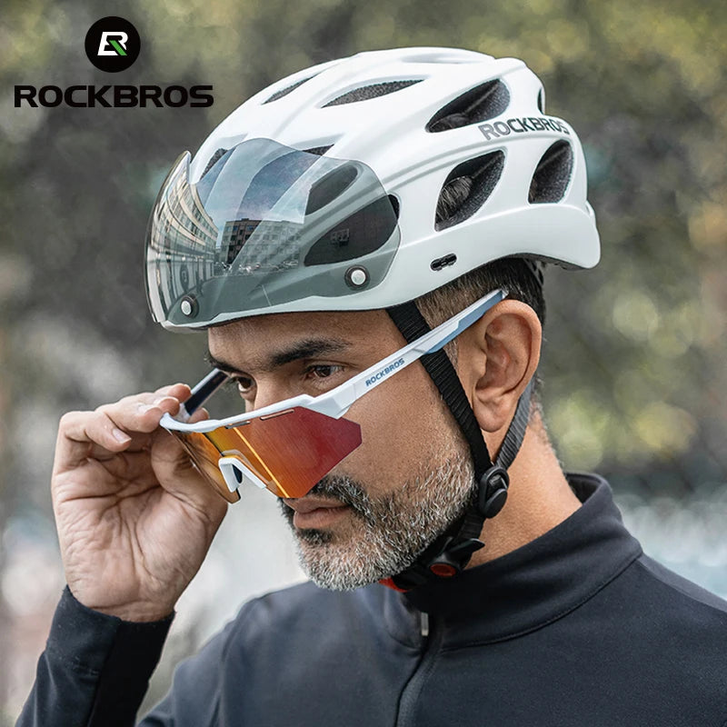 ROCKBROS Cycling Helmet Lightweight Integrated Helmet Head Protection Safety Helmet With Goggles Men Women MTB Road Bike Helmet - Get Outside Today 25
