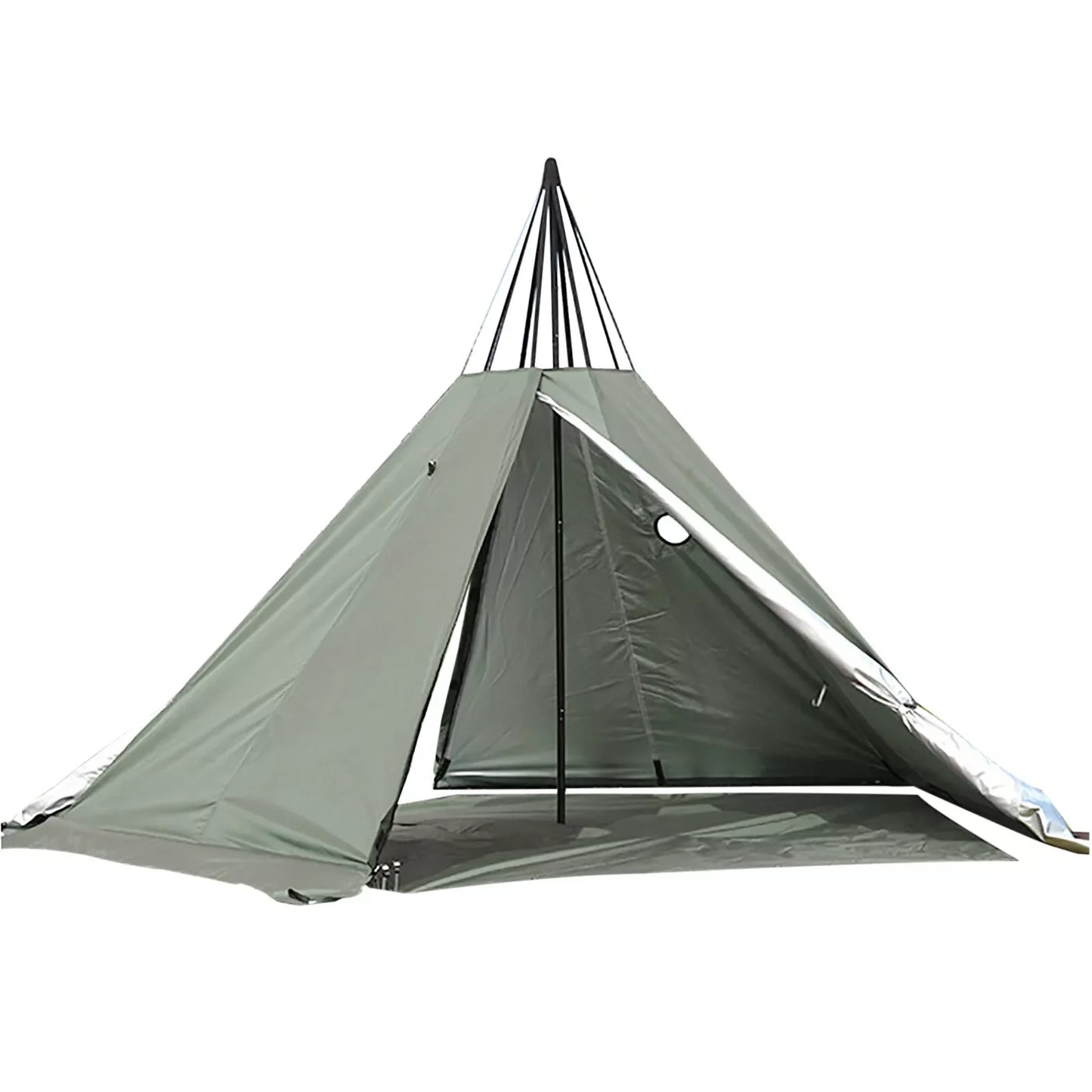 Outdoor Camping Teepee Tent Four Season Waterproof Tent with Two Doors and Breathable Green Design