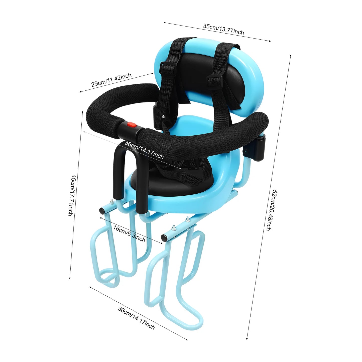 Rear Child Bike Seat With Belt Blue 6 Months To 6 Years