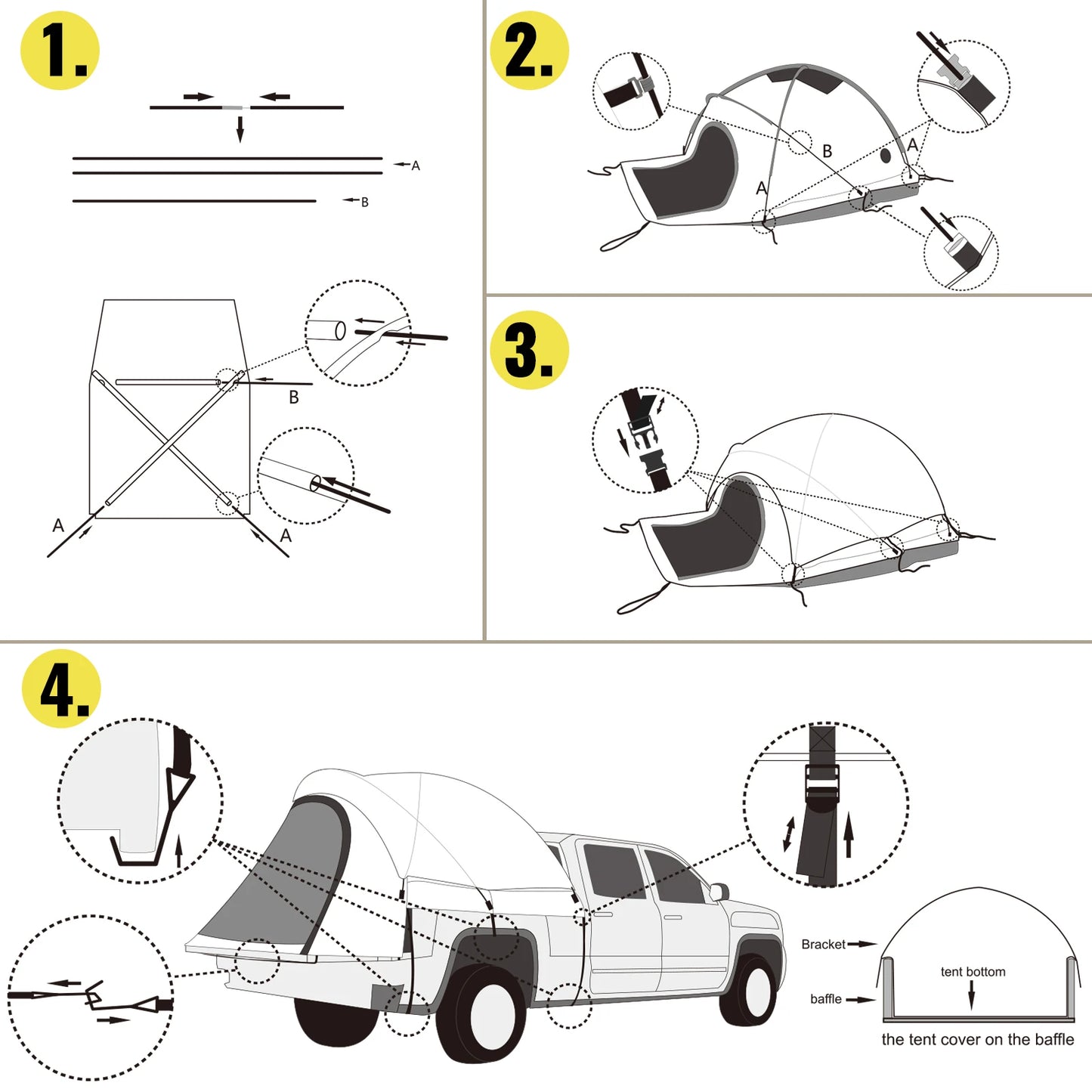 VEVOR 5 to 8 Feet Waterproof Truck Tent for Full and Mid Size Trucks 2 Person Sleeping Capacity Ideal for Camping and Hiking - Get Outside Today 25