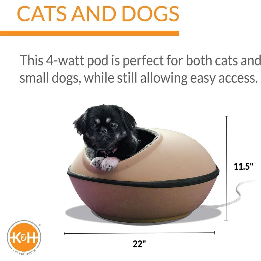 KH Pet Products Heated Cat Bed for Cats Thermo Kitty Pod