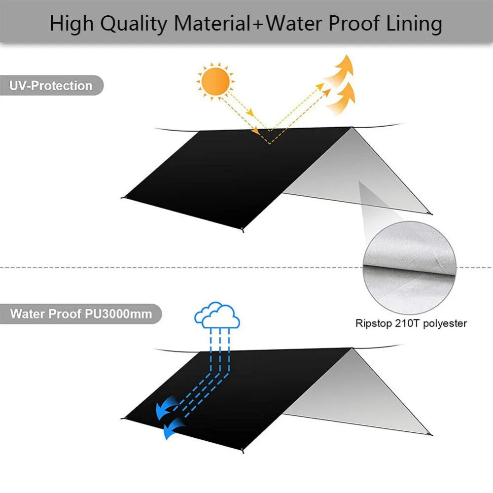 3Mx3M Camping Waterproof Awning Tarp Tent Dark Grey Ultralight Sun Shelter - Get Outside Today 25
