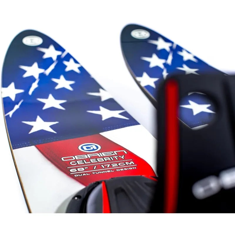 O'Brien Celebrity 68 Inch Combo Waterskis with Adjustable X-7 Bindings for All Skill Levels
