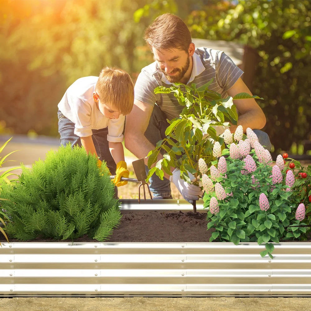 Galvanized Raised Garden Bed 9x3ft and 3x3ft 2 Pack Metal Planter Box for Vegetables and Flowers Easy Assembly Durable for Outdoor Use