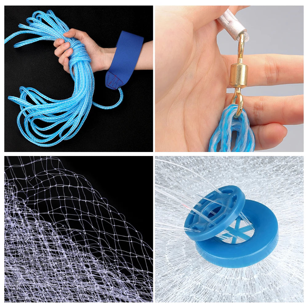 Cast Net 4Ft-8FT Radius Bait Net for Fishing Small Mesh Throw Cast Net Premium Fishing Nets for Saltwater with Aluminum Sinker - Get Outside Today 25
