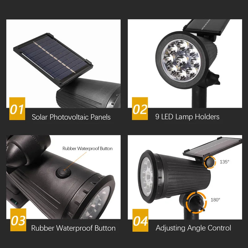 9LEDs Solar Spotlights Waterproof Lawn Lamp for Garden Use - Get Outside Today 25