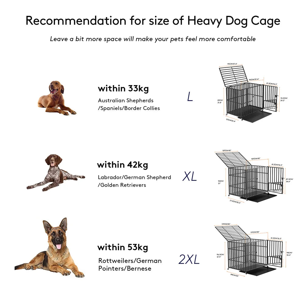 XXL Large Heavy Duty Dog Crate With Lockable Wheels