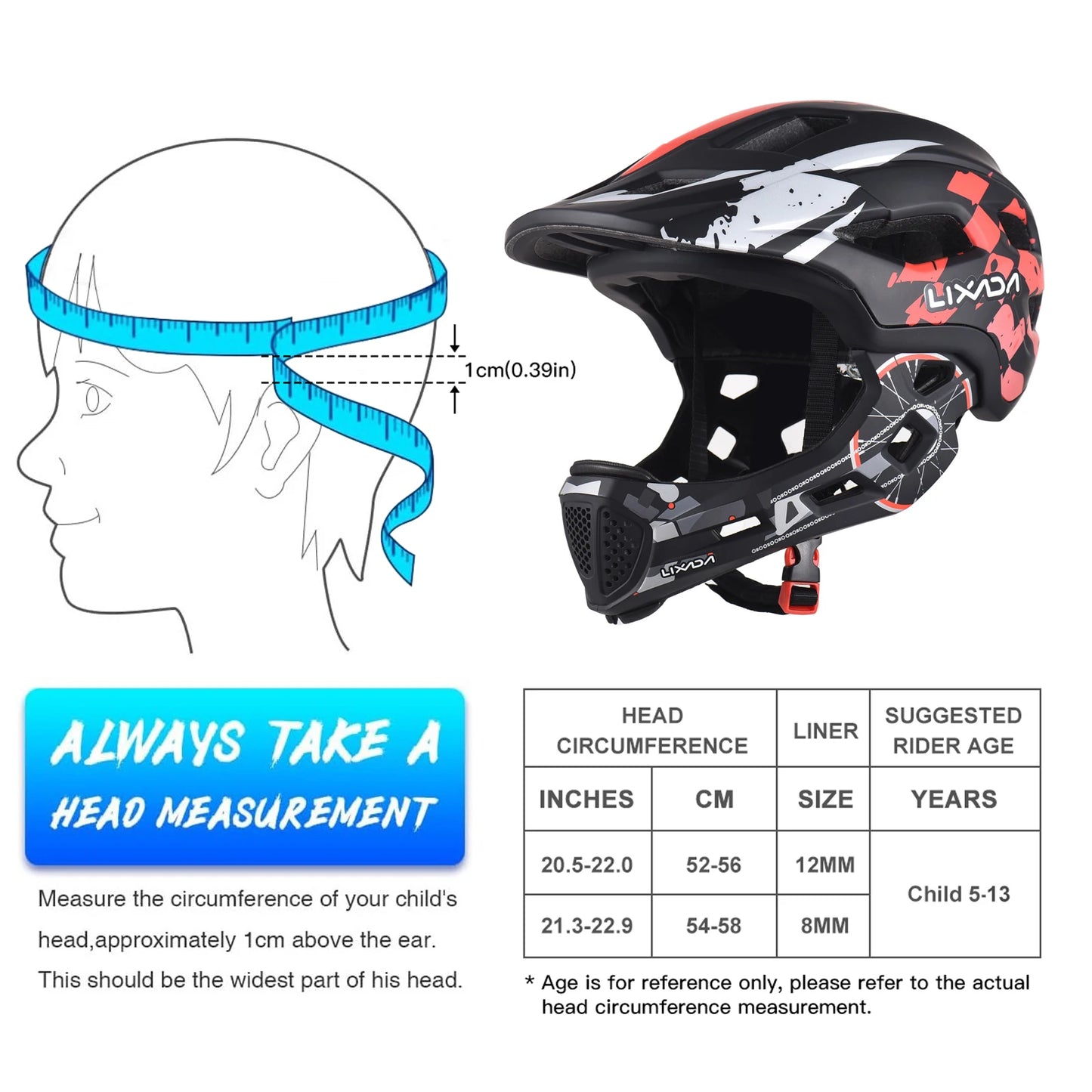 Kids Cycle Helmet Detachable Full Face Adjustable Safety Helmet for Children
