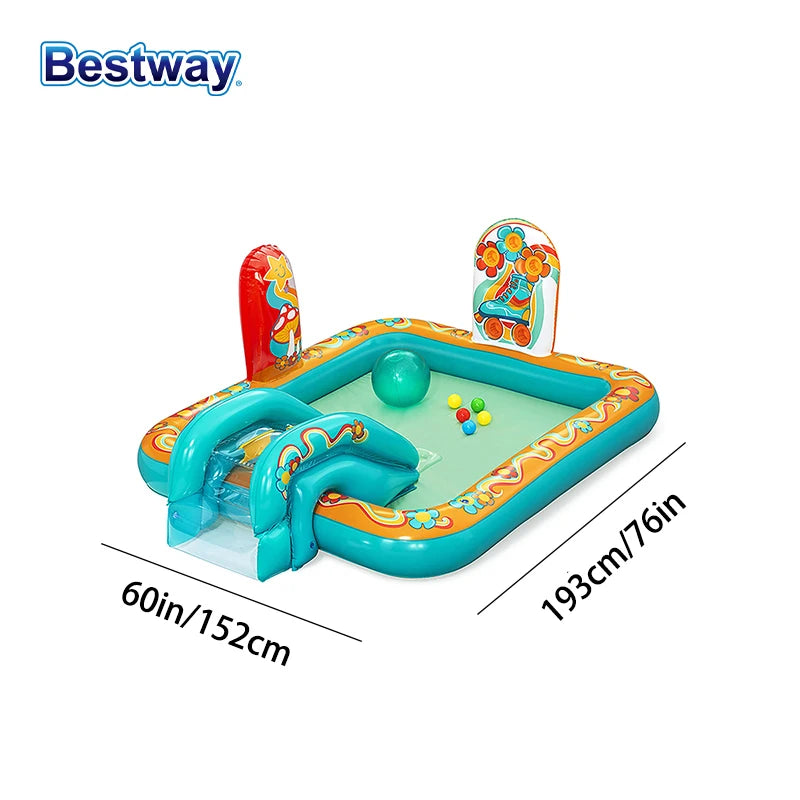 Bestway 53164 6'4" x 60" x 29" Play Center Inflatable Play Pool Play Center Inflatable Water Play Center Garden