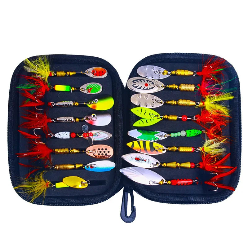 16PCS Fake Bait Spinner Lures Metal Bait Fishing Lure Spinnerbait Bass Trout Salmon Hard Metal Spinner Baits Kit With Tackle - Get Outside Today 25