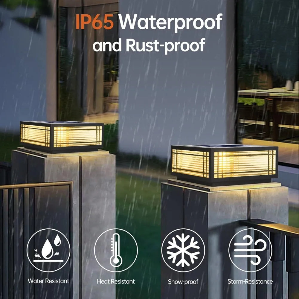 Solar Post Light Fixture Exterior Pillar Light with LED Solar Power Column Caps - Get Outside Today 25