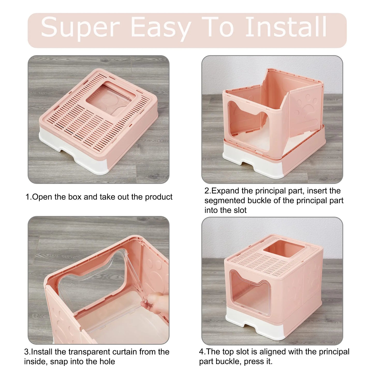 Collapsible Litter Pan with Lid Enclosed Litter Pan Top Entry Splash Proof Cat Toilet Easy to Clean with Litter Scoop