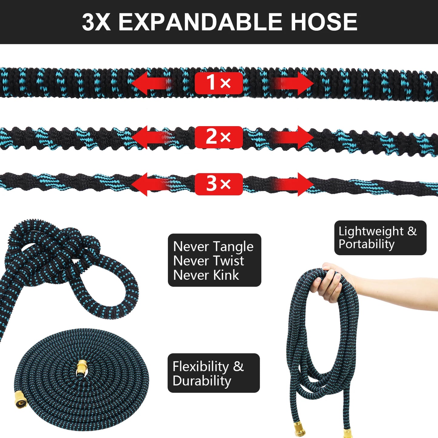 GardenJoy Expandable Garden Hose 3/4 in. x 50 ft. Water Hose