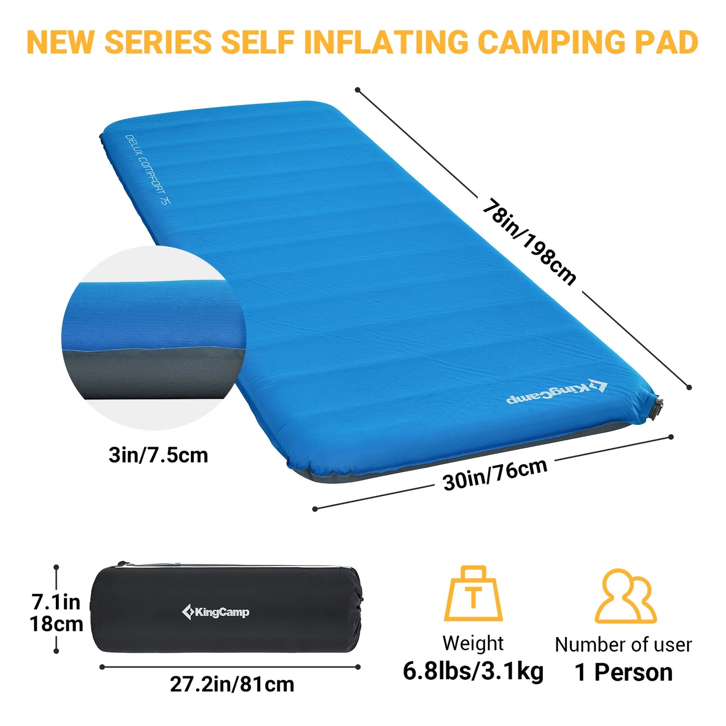 KingCamp Self Inflating Sleeping Pad Comfort Plus Camping - Get Outside Today 25