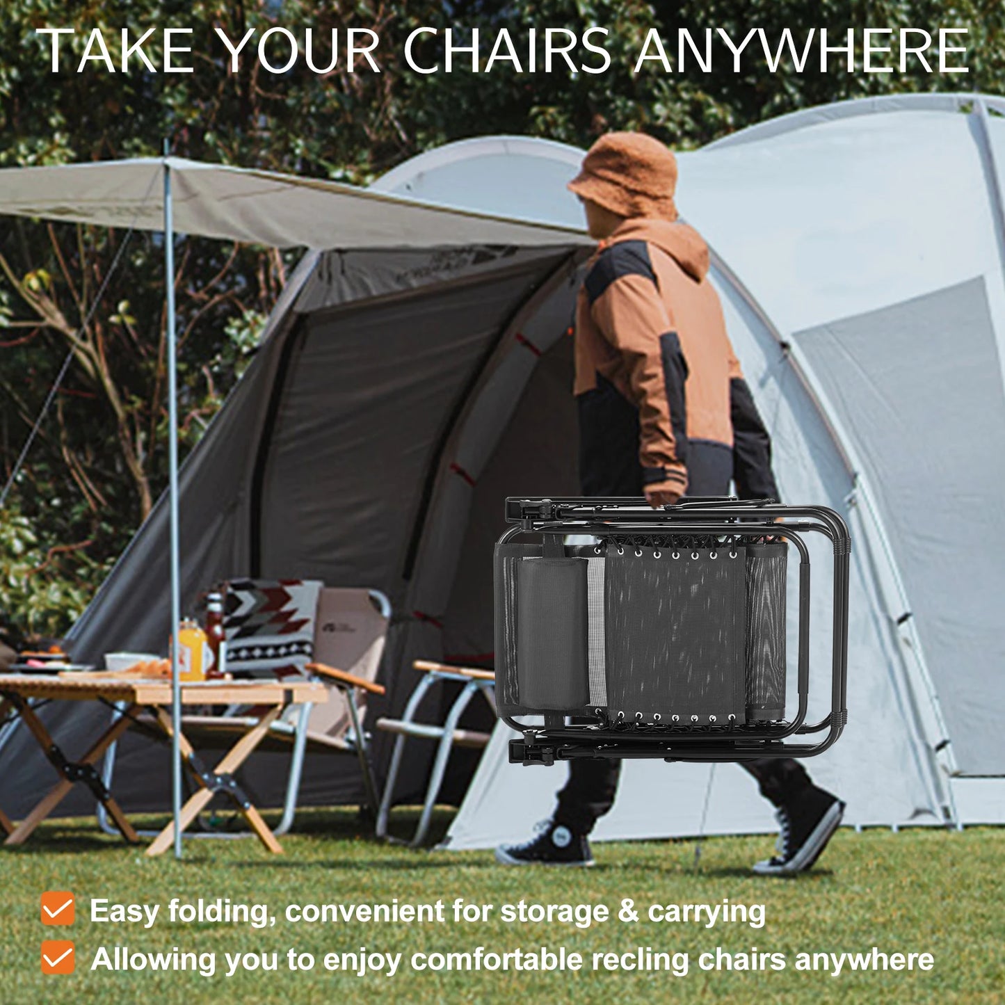 JHK Zero Gravity Set of 2 Portable Recliner Chairs - Get Outside Today 25