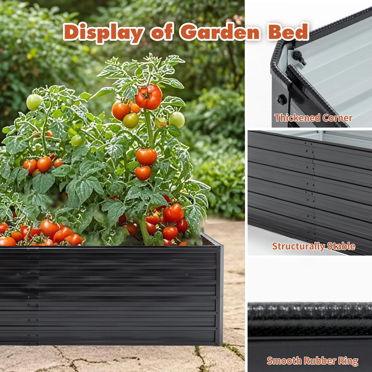 6x3x2 Feet Metal Raised Garden Bed Outdoor Reinforced Galvanized Rustproof Colored Steel Planter Boxes for Vegetables