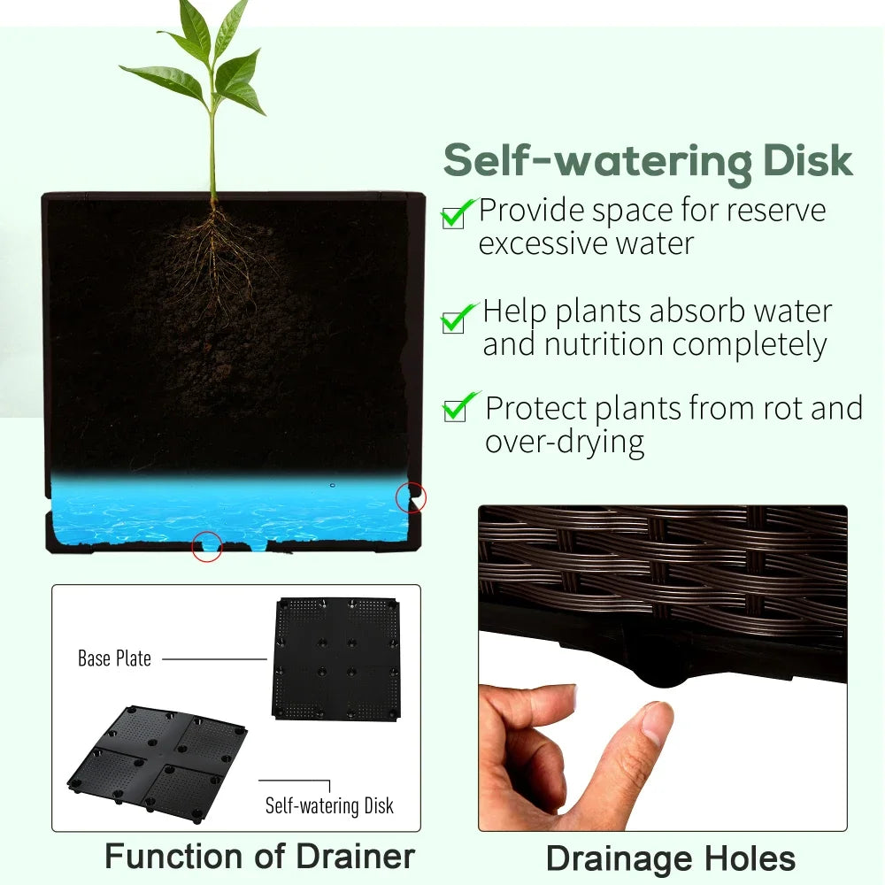 2 Piece Gray Raised Garden Bed with Legs Self-Watering Planter Box for Flowers Herbs and Vegetables