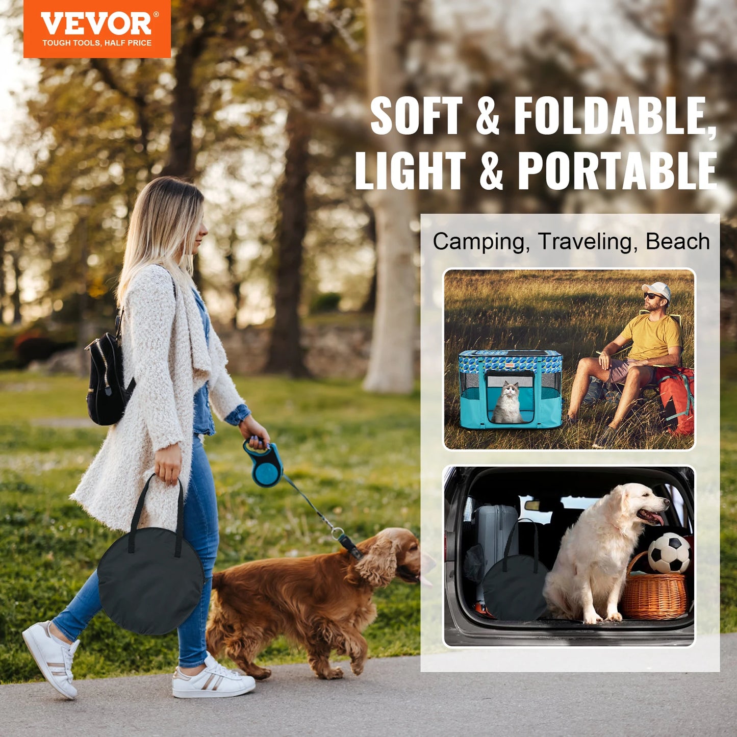 VEVOR Portable Foldable Pet Playpen Tent Crate Kennel - Get Outside Today 25