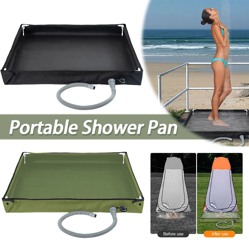 Portable Shower Pan With Drain Hose Camping Tray For RV Use