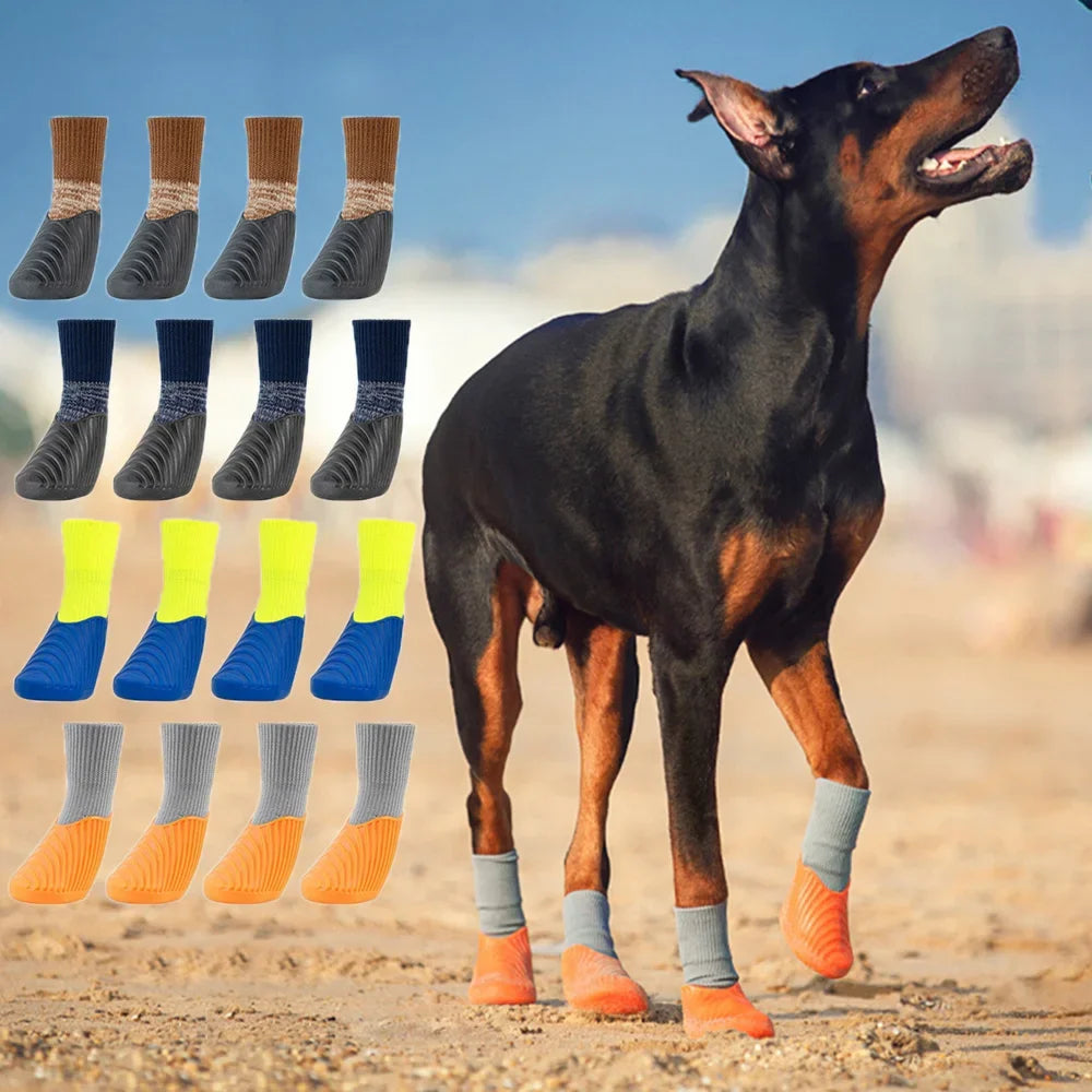 4PCS Dog Shoes Waterproof Fall Winter Pet Snow Boots Puppy Sock Shoes with Antislip Sole Soft Comfortable Dog Paw Protector - Get Outside Today 25