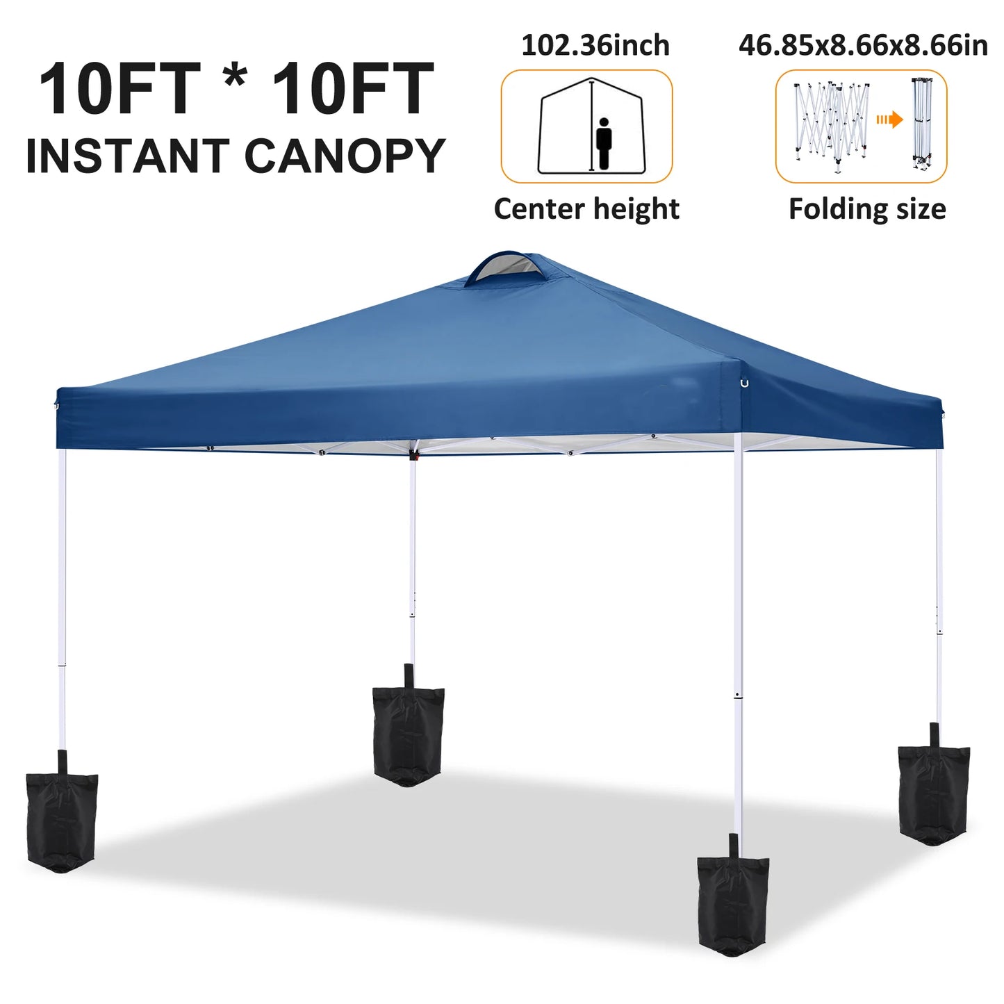 10x10 EZ Pop Up Canopy Tent with 4 Sidewalls Waterproof Outdoor Canopy with Air Vent UPF 50+ Gazebo for Sun Shade Party with 4 Sandbags