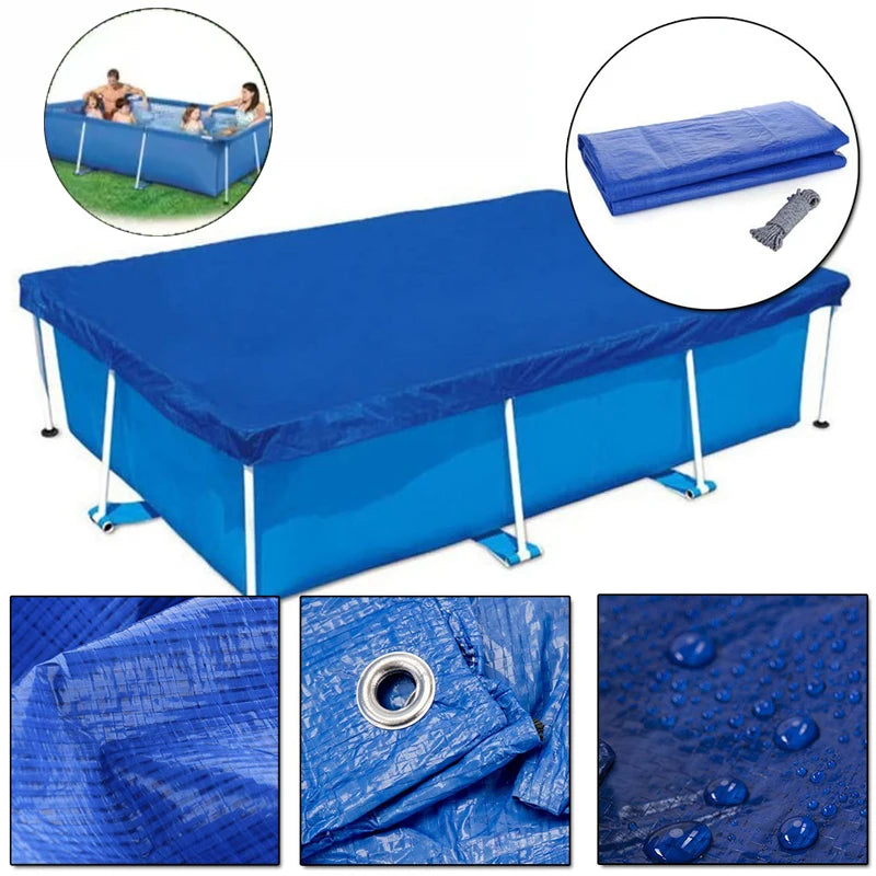 Rectangular Swimming Pool Cover Waterproof Dustproof Garden Outdoor Pool Tub Blanket Accessories