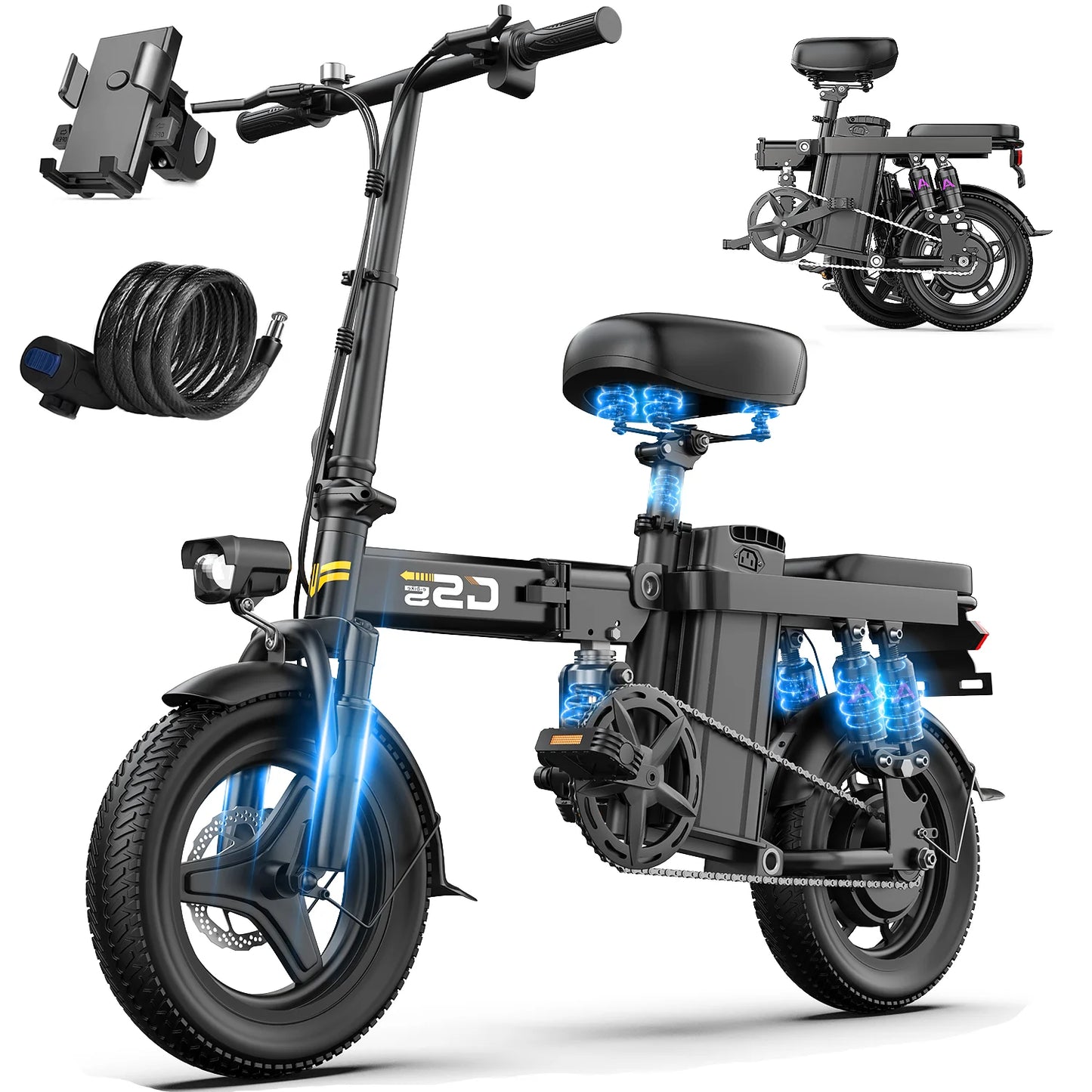 Electric Bike for Adults Teen-Folding Electric Bicycle 750W Peak Motor,20+MPH 35 Miles,Commuter Ebike 48V 15AH Removable Battery - Get Outside Today 25