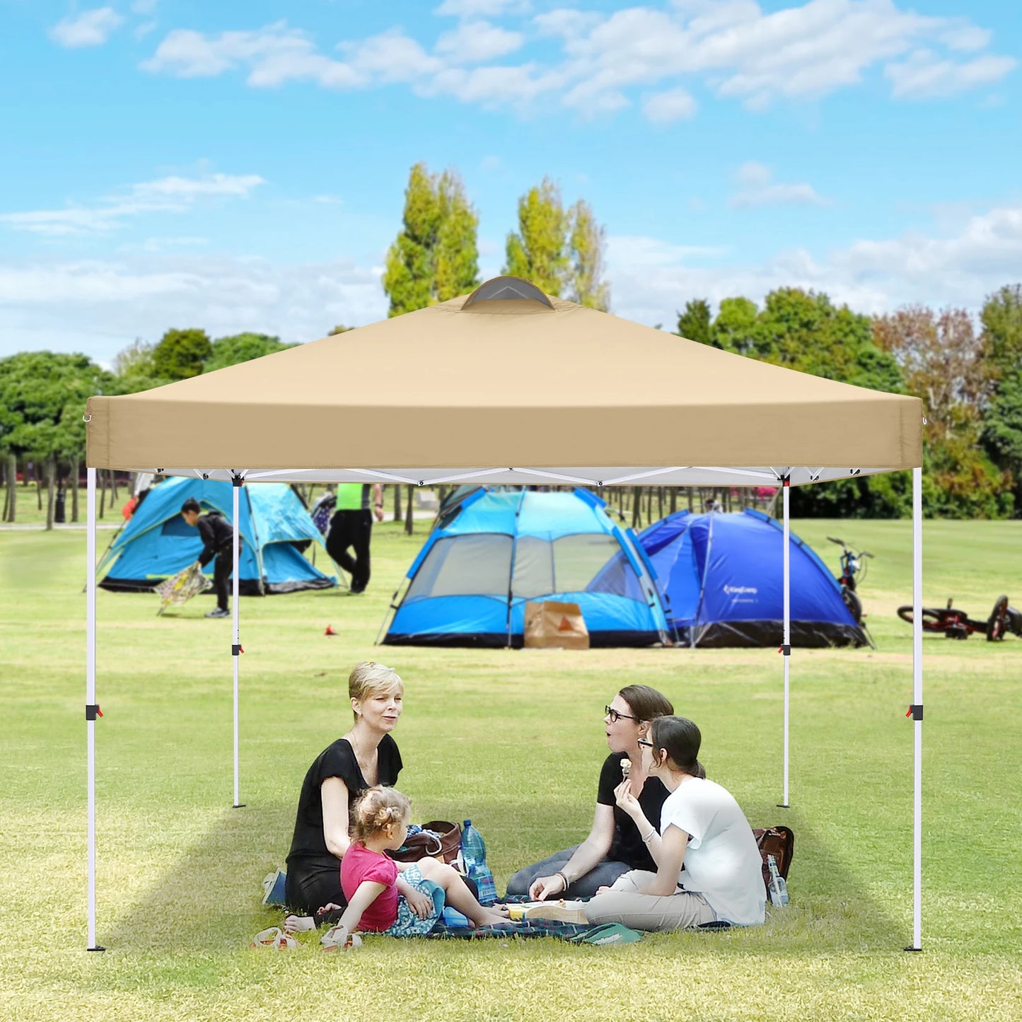 10x10 EZ Pop Up Canopy Tent with 4 Sidewalls Waterproof Outdoor Canopy with Air Vent UPF 50+ Gazebo for Sun Shade Party with 4 Sandbags