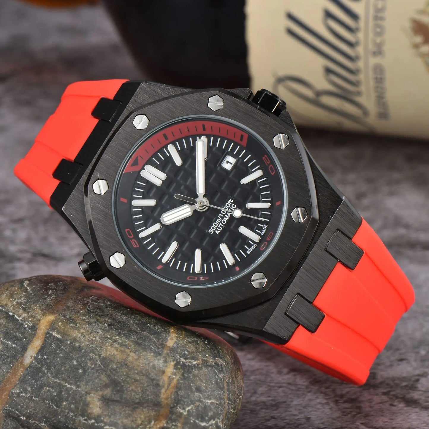 2025 Men's Luxury Quartz Watch Silicone Strap Sapphire Crystal Waterproof 100M Luminous Date Display Business Casual
