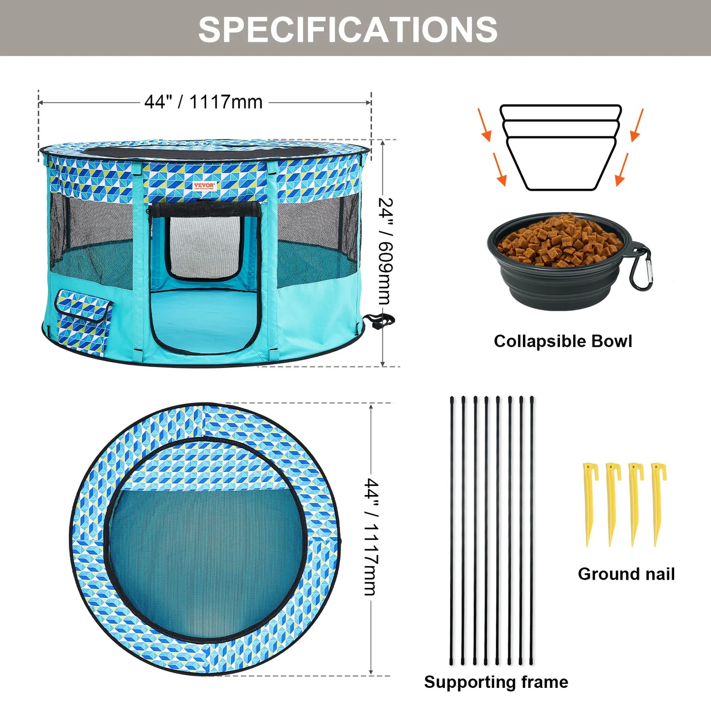 VEVOR Portable Foldable Pet Playpen Tent Crate Kennel - Get Outside Today 25
