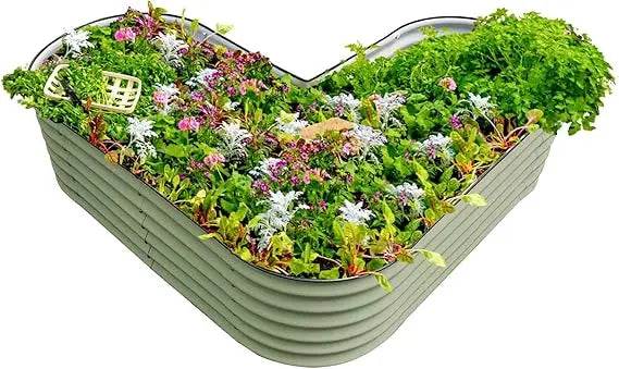 Vego Garden 17 Inch Tall L Shape Raised Garden Bed Metal Planter Box for Vegetables and Flowers Standard Size
