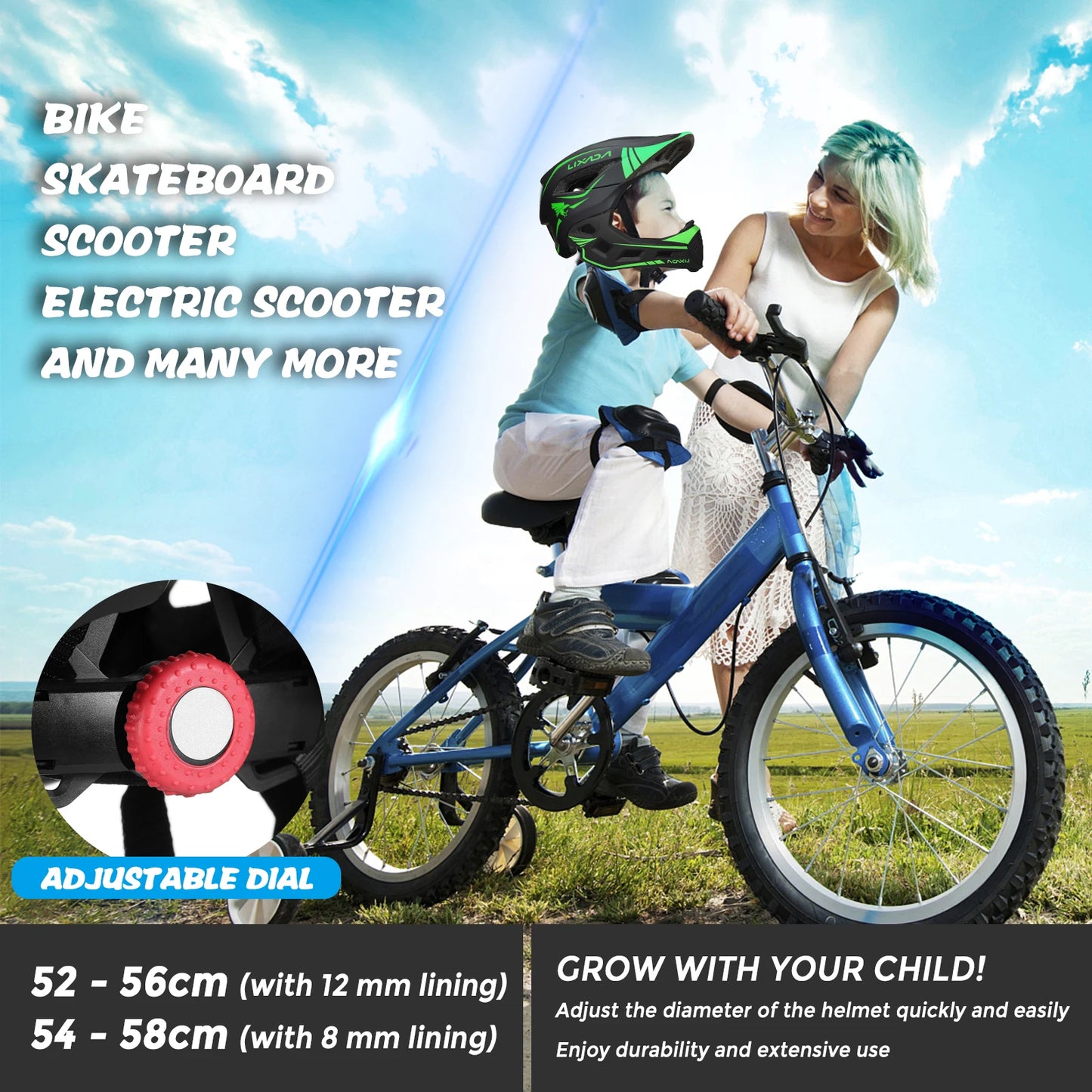 2-in-1 Kids Bicycle Helmet Child Sports Safety Cycling Protection Full Face Helmet Bike Roller Skating Helmet Guard for Cycling - Get Outside Today 25