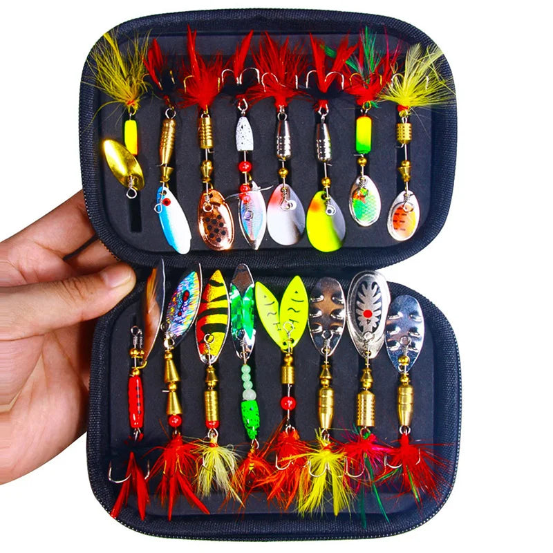16PCS Fake Bait Spinner Lures Metal Bait Fishing Lure Spinnerbait Bass Trout Salmon Hard Metal Spinner Baits Kit With Tackle - Get Outside Today 25