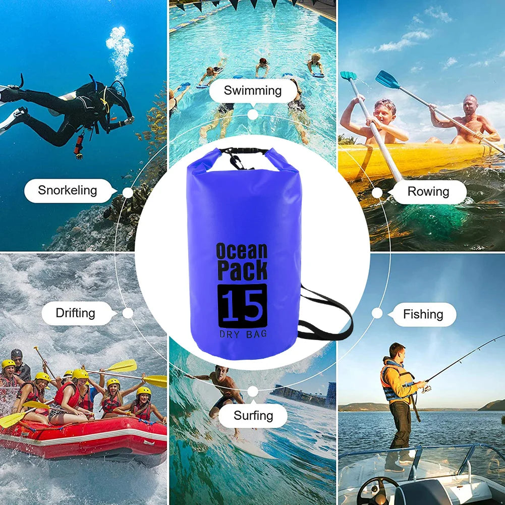 15-2L Swimming Waterproof Dry Bag Outdoor Floating Trekking Beach Backpack PVC Thickened Double-Layer Fabric IPX6 Waterproof Bag - Get Outside Today 25