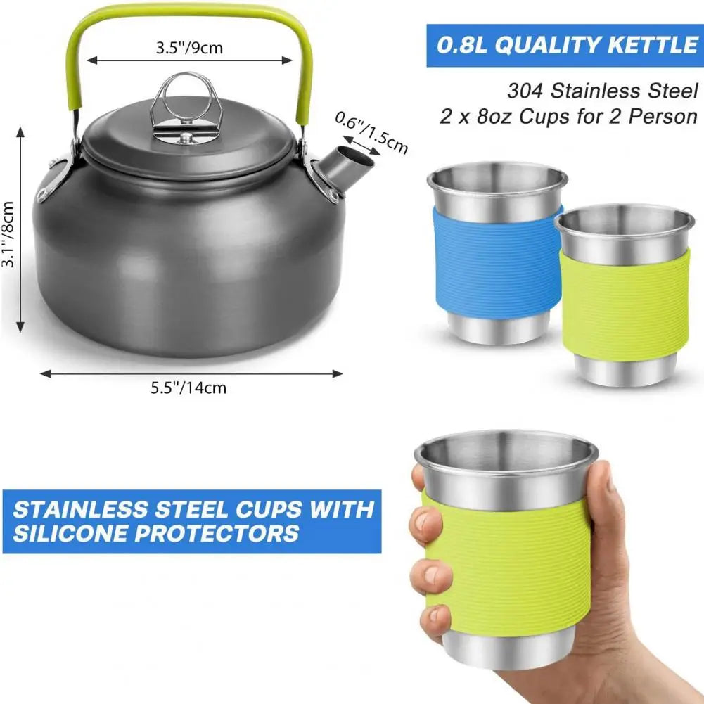 Portable Cooking Utensils Set Portable 2-person Camping Cookware Kit with Non-stick Pot Pan Kettle Outdoor Backpacking for Food - Get Outside Today 25