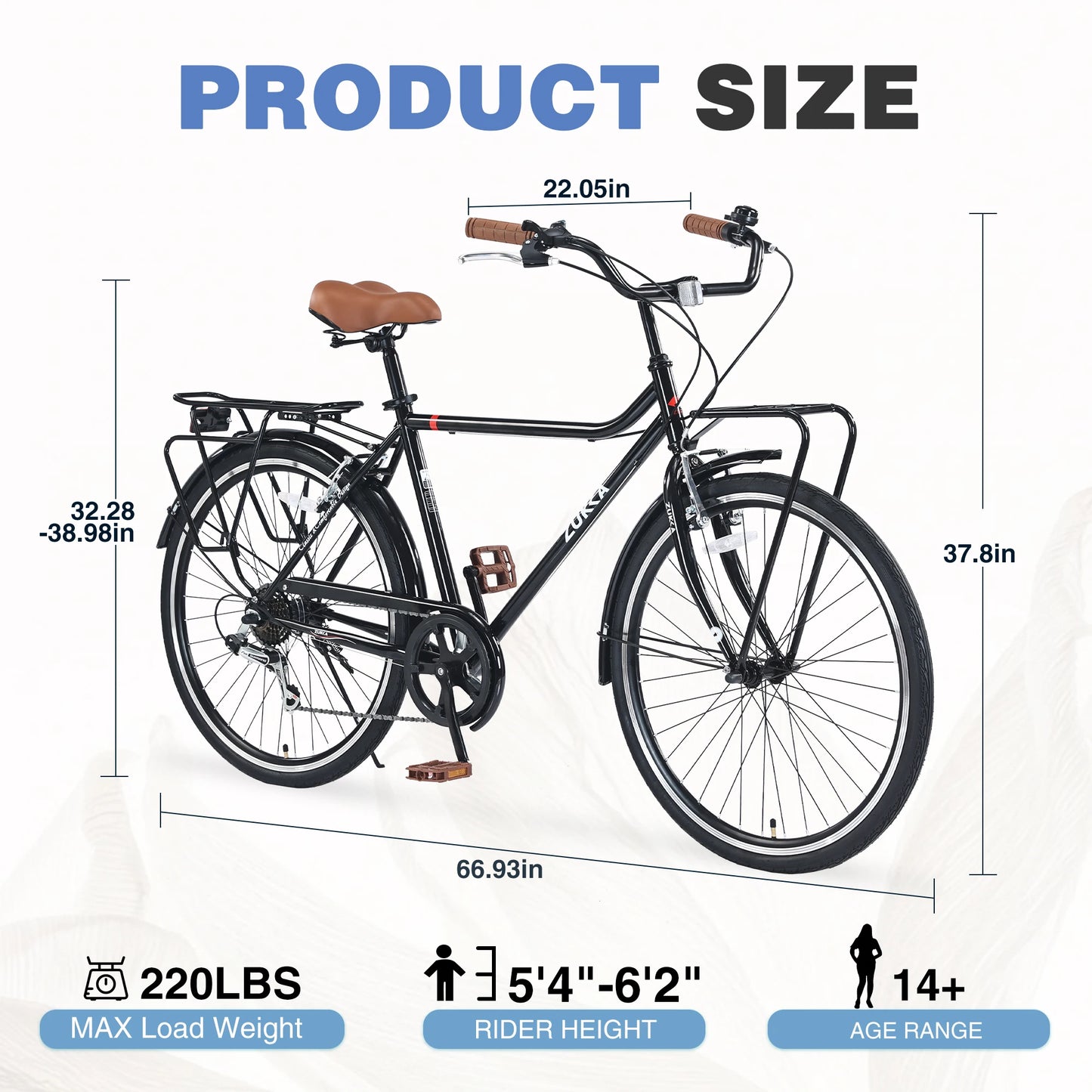 ZUKKA Beach Cruiser Bike 26 Inch Vintage City Bicycle