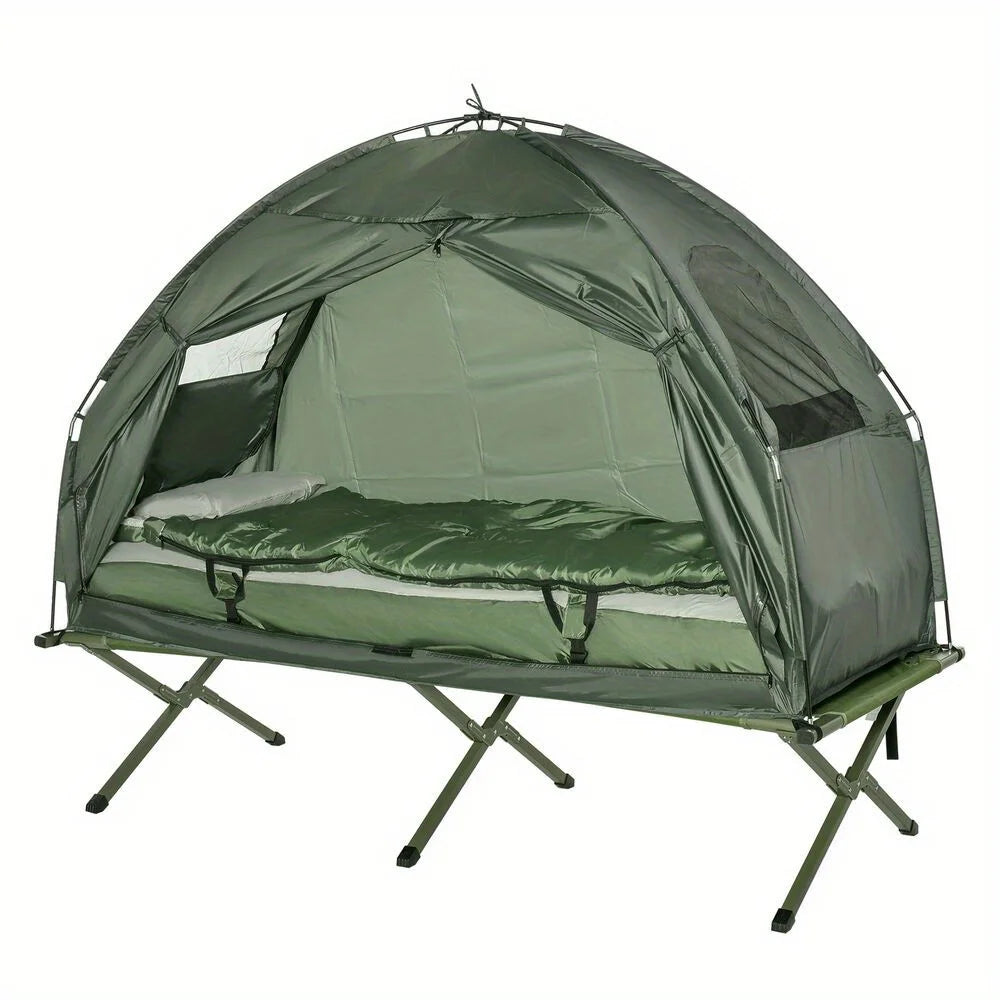 Outdoor 1-Person Folding Tent Elevated Camping Cot With Air Mattress Sleeping Bag - Get Outside Today 25