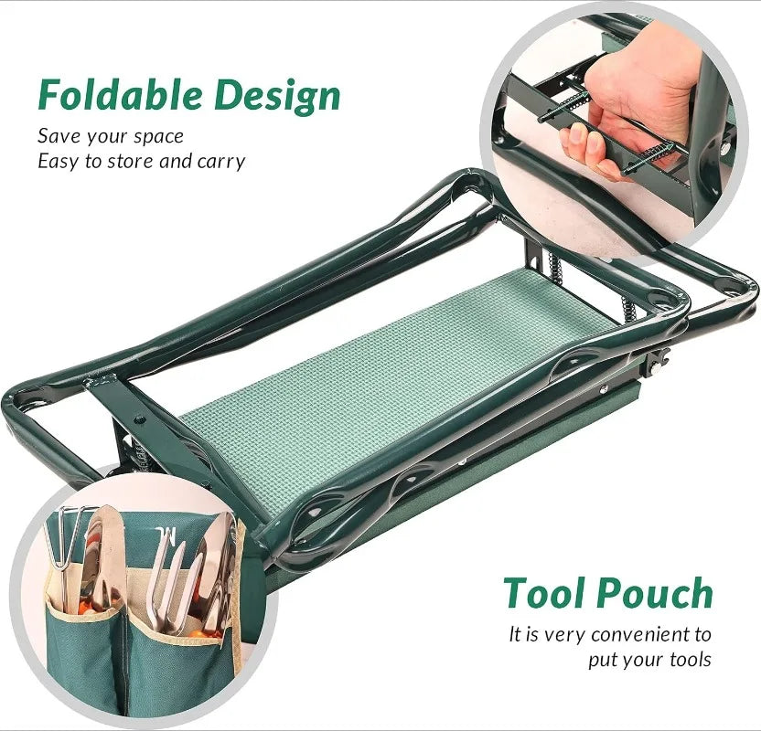 Portable Garden Kneeler and Seat Heavy Duty Garden Bench with Two Large Tool Pouches Prevent Knee and Back Pain Folding Sturdy Gardening Tools Gifts for Gardeners