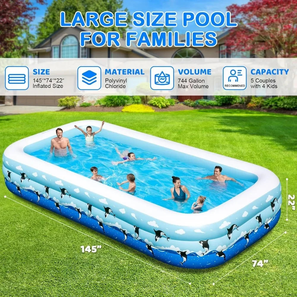 Inflatable Swimming Pool for Kids and Adults Durable Thickened Family Pool 700 Gallons Blue PVC - Get Outside Today 25