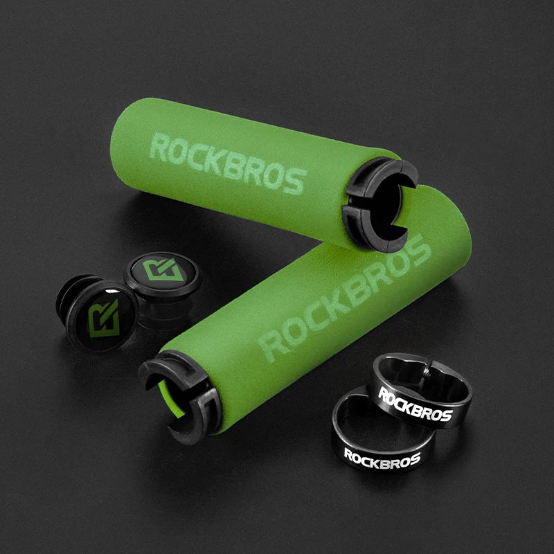 ROCKBROS Cycling Bicycle Gear Grips MTB Bike Silicone Sponge Handlebar Soft Ultralight Grips Anti-skid Shock-absorbing Bike Part