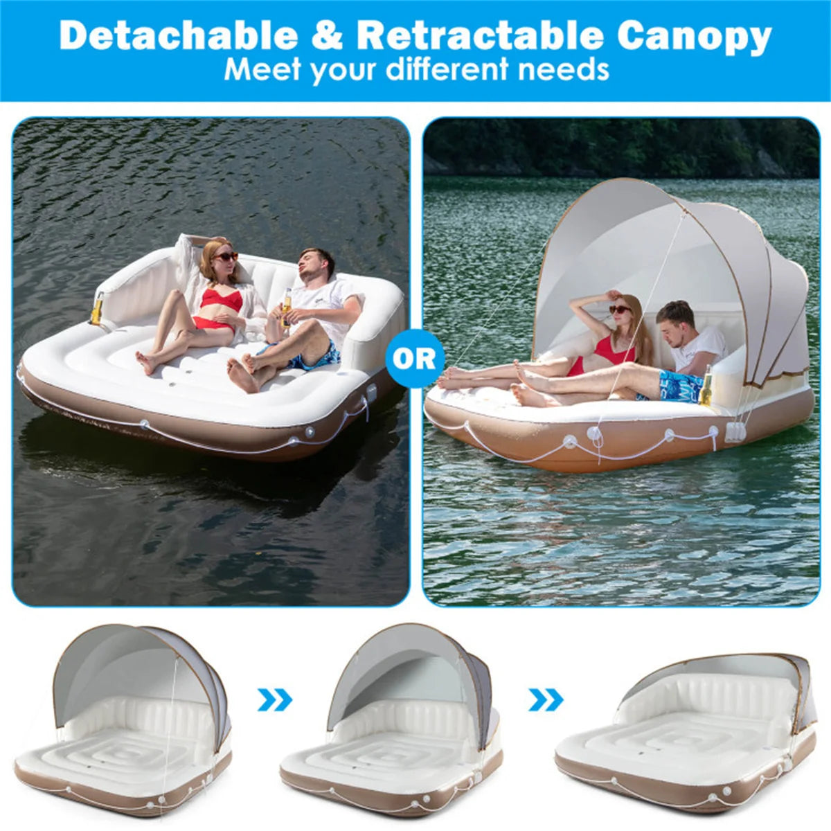 Water Floating Platform 2-person Floating Bed Inflatable Tent Swimming Air Cushion Bed Large Floating Pad - Get Outside Today 25