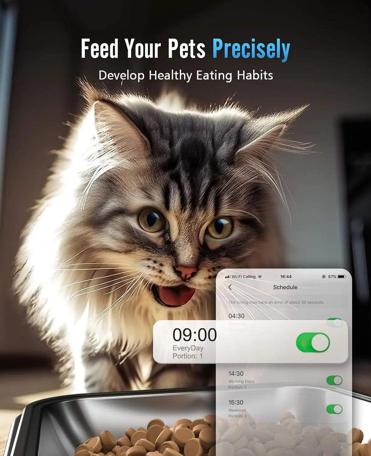 oneisall Automatic Cat Feeder with 5G WiFi, Automatic Cat Food Dispenser for 2 Cats Small Pets,20 Cups/5L Timed with APP Control
