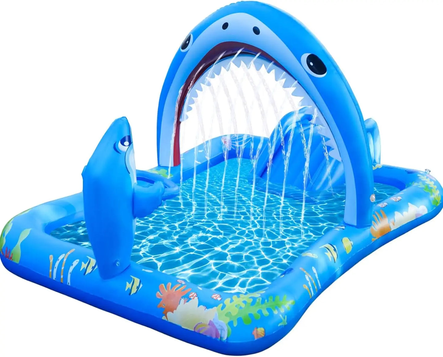 Inflatable Kiddie Pool Inflatable Play Center Kids Toddler Pool with Water Slide, Water Sprayers Toddler Pool with Play Ball Hoo - Get Outside Today 25