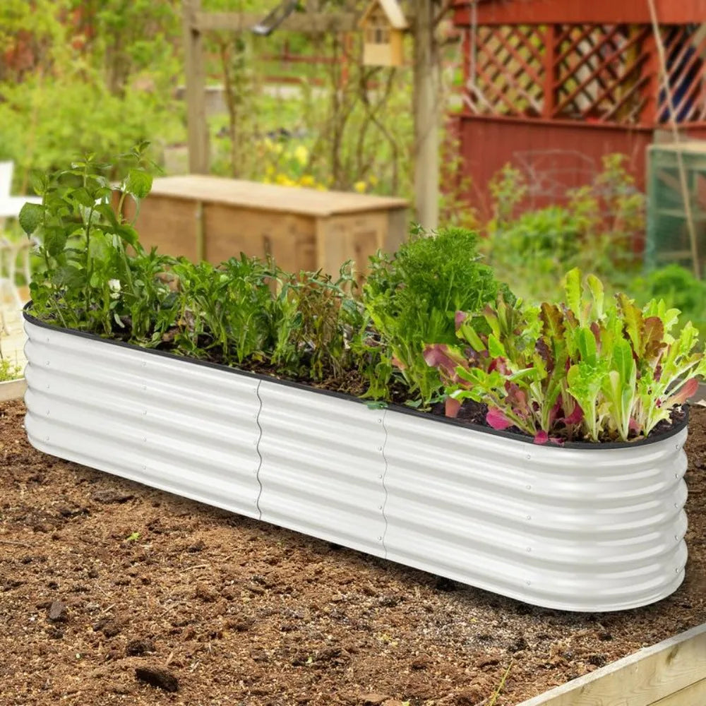 Outdoor Raised Garden Bed Kit Galvanized Metal Planter Box with Rubber Gloves - Get Outside Today 25