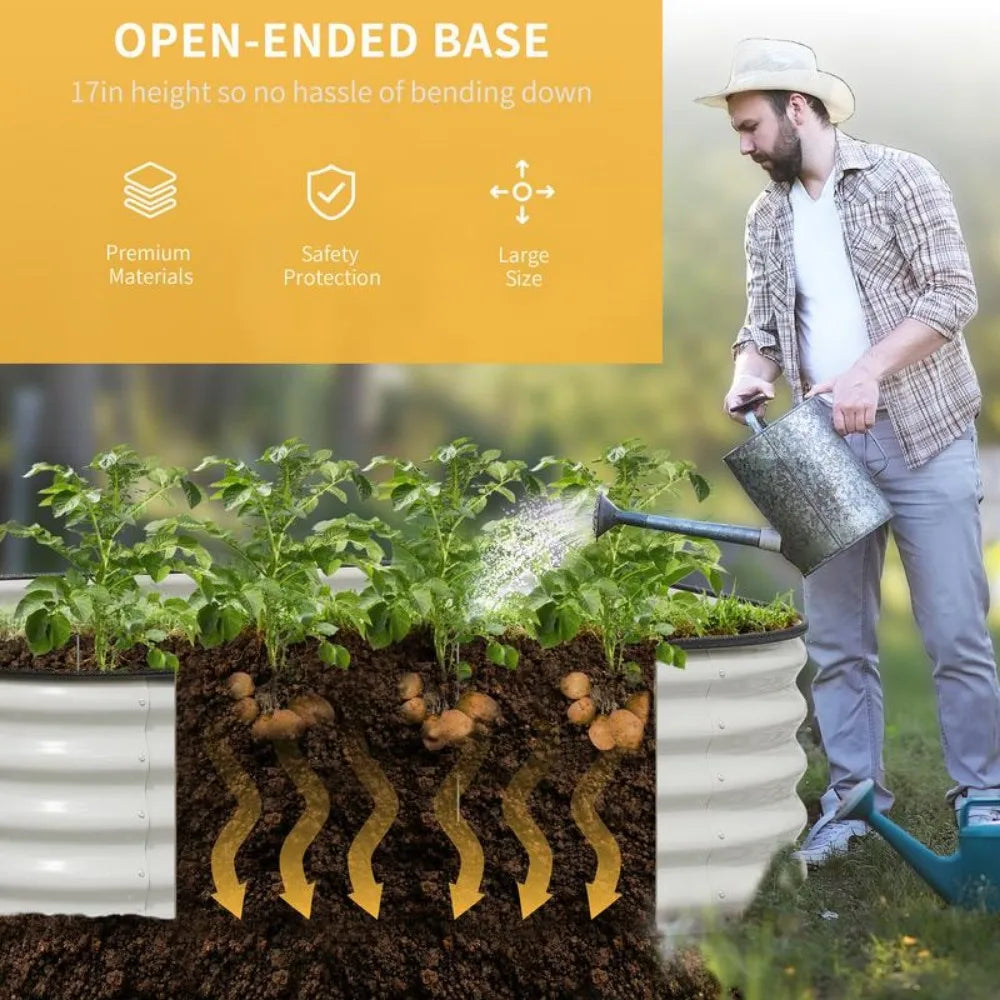 Outdoor Raised Garden Bed Kit Galvanized Metal Planter Box with Rubber Gloves - Get Outside Today 25